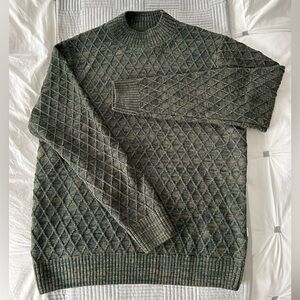 Jack & Jones Olive Diamond Knit Mock Neck Sweater
